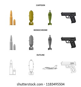 Vector design of weapon and gun logo. Collection of weapon and army stock symbol for web.