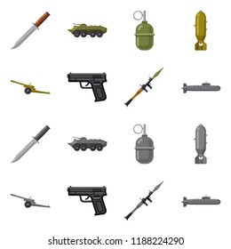 Vector design of weapon and gun logo. Collection of weapon and army stock symbol for web.