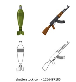 Vector design of weapon and gun logo. Set of weapon and army vector icon for stock.