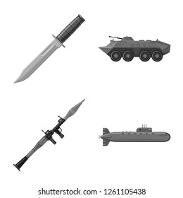 Vector design of weapon and gun logo. Collection of weapon and army stock symbol for web.