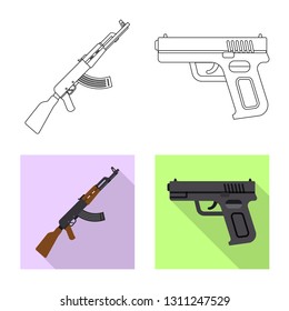 Vector design of weapon and gun logo. Collection of weapon and army vector icon for stock.