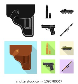 Vector design of weapon and gun logo. Collection of weapon and army stock symbol for web.