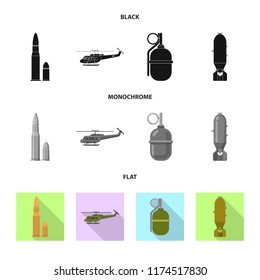 Vector design of weapon and gun sign. Set of weapon and army stock symbol for web.