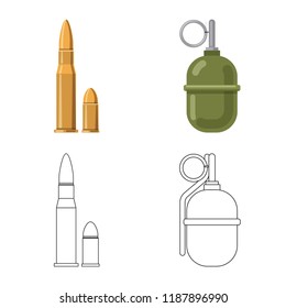 Vector design of weapon and gun sign. Collection of weapon and army vector icon for stock.