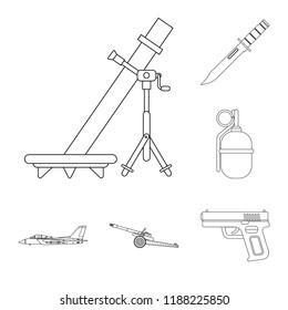 Vector design of weapon and gun sign. Set of weapon and army stock symbol for web.