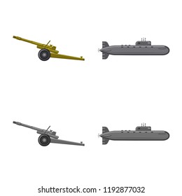 Vector design of weapon and gun sign. Set of weapon and army vector icon for stock.