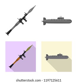 Vector design of weapon and gun sign. Collection of weapon and army vector icon for stock.