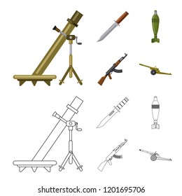 Vector design of weapon and gun sign. Collection of weapon and army vector icon for stock.