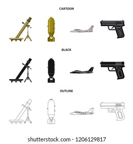 Vector design of weapon and gun sign. Set of weapon and army stock symbol for web.