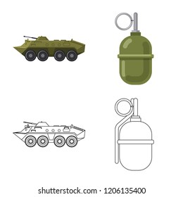 Vector design of weapon and gun sign. Collection of weapon and army stock vector illustration.