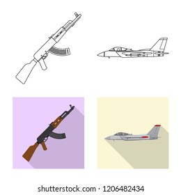 Vector design of weapon and gun sign. Collection of weapon and army stock vector illustration.