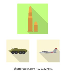 Vector design of weapon and gun sign. Collection of weapon and army stock vector illustration.