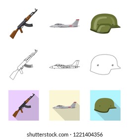 Vector design of weapon and gun sign. Collection of weapon and army vector icon for stock.