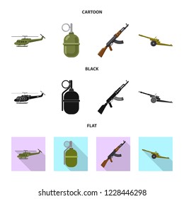 Vector design of weapon and gun sign. Set of weapon and army stock symbol for web.