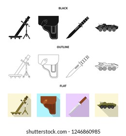 Vector design of weapon and gun sign. Set of weapon and army stock symbol for web.