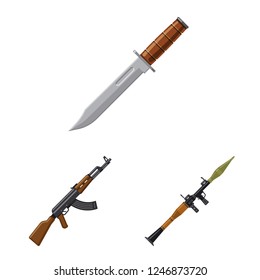 Vector design of weapon and gun sign. Collection of weapon and army vector icon for stock.