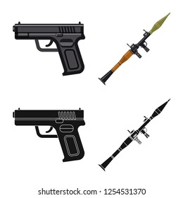 Vector design of weapon and gun sign. Set of weapon and army vector icon for stock.