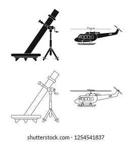 Vector design of weapon and gun sign. Collection of weapon and army vector icon for stock.