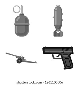 Vector design of weapon and gun sign. Set of weapon and army vector icon for stock.
