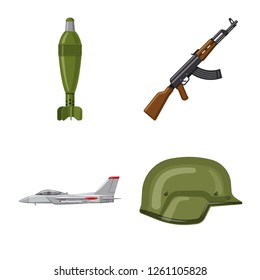 Vector design of weapon and gun sign. Set of weapon and army stock vector illustration.