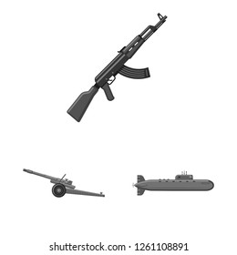 Vector design of weapon and gun sign. Set of weapon and army stock symbol for web.