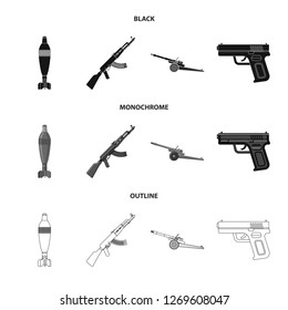 Vector design of weapon and gun sign. Collection of weapon and army vector icon for stock.
