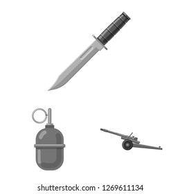Vector design of weapon and gun sign. Set of weapon and army stock vector illustration.