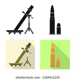 Vector design of weapon and gun sign. Collection of weapon and army vector icon for stock.