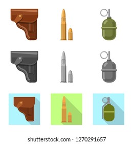 Vector design of weapon and gun sign. Collection of weapon and army vector icon for stock.