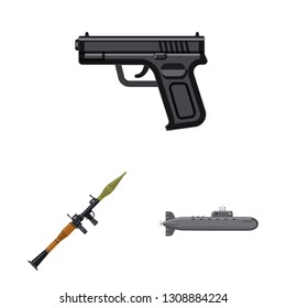 Vector design of weapon and gun sign. Collection of weapon and army vector icon for stock.