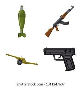 Vector design of weapon and gun sign. Collection of weapon and army stock vector illustration.