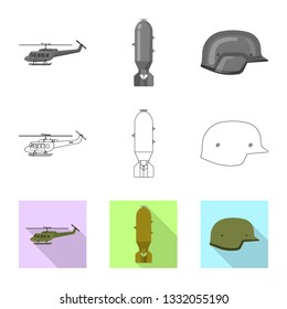Vector design of weapon and gun sign. Set of weapon and army vector icon for stock.