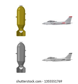 Vector design of weapon and gun sign. Set of weapon and army vector icon for stock.