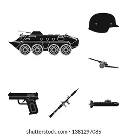 Vector design of weapon and gun sign. Set of weapon and army vector icon for stock.