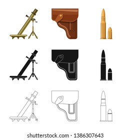Vector design of weapon and gun sign. Set of weapon and army stock symbol for web.