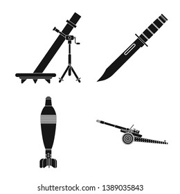 Vector design of weapon and gun sign. Set of weapon and army stock symbol for web.