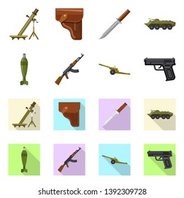 Vector design of weapon and gun sign. Set of weapon and army stock vector illustration.