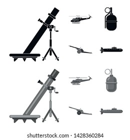 Vector design of weapon and gun sign. Set of weapon and army vector icon for stock.