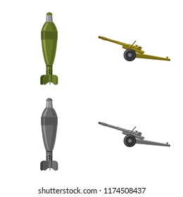Vector design of weapon and gun symbol. Set of weapon and army stock symbol for web.