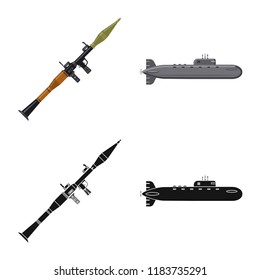 Vector design of weapon and gun symbol. Set of weapon and army vector icon for stock.