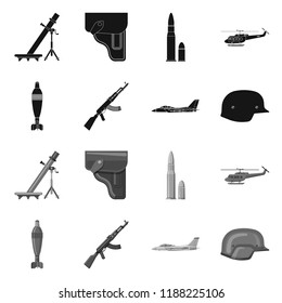 Vector design of weapon and gun symbol. Collection of weapon and army stock symbol for web.