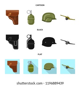 Vector design of weapon and gun symbol. Set of weapon and army vector icon for stock.