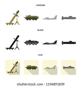 Vector design of weapon and gun symbol. Set of weapon and army stock vector illustration.