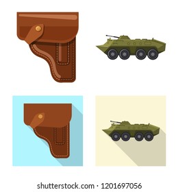 Vector design of weapon and gun symbol. Collection of weapon and army stock vector illustration.