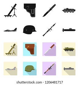 Vector design of weapon and gun symbol. Set of weapon and army stock symbol for web.