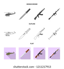 Vector design of weapon and gun symbol. Collection of weapon and army stock vector illustration.