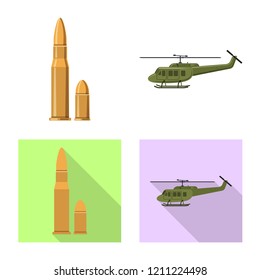 Vector design of weapon and gun symbol. Collection of weapon and army stock vector illustration.