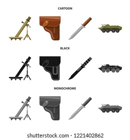 Vector design of weapon and gun symbol. Collection of weapon and army stock symbol for web.