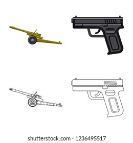 Vector design of weapon and gun symbol. Collection of weapon and army stock symbol for web.
