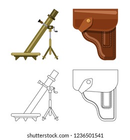 Vector design of weapon and gun symbol. Collection of weapon and army stock vector illustration.